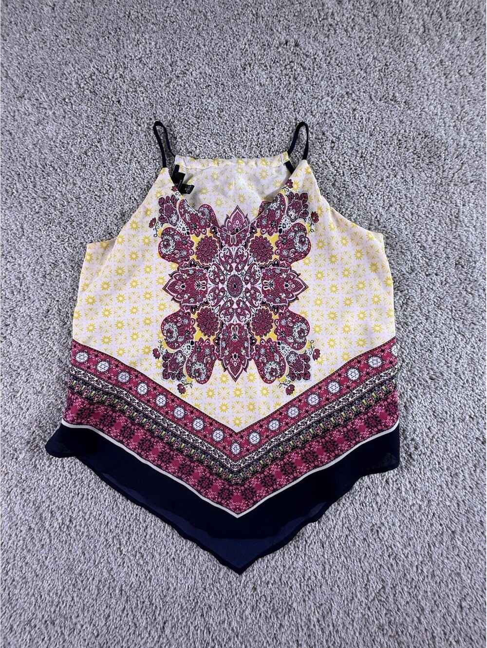 I.N. San Francisco Sleeveless Cami Tank Blouse Size Med Handkerchief